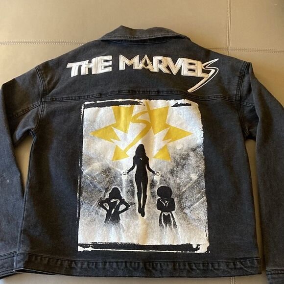 Disney The Marvels Black Pre washed Denim Jacket for Women. Size Small. - Picture 4 of 9